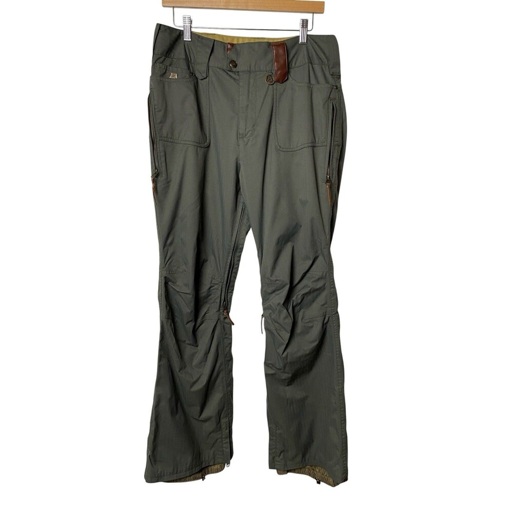 L1 Premium Outerwear Snowboard Pants M Green Waterproof Insulated Taped Seams